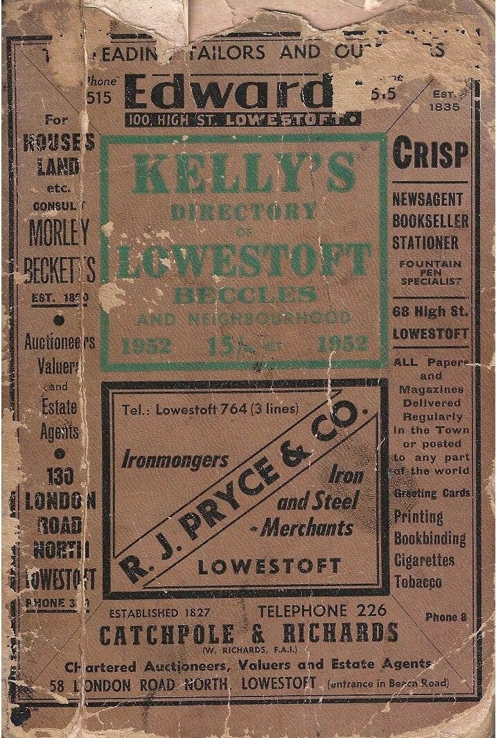 Lowerstoft 1952 Directory [Kelly's]
