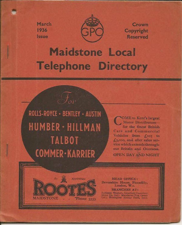 Maidstone Phone Books x 2 [1936 & 1956]