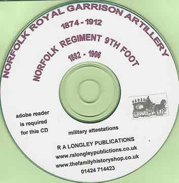 Norfolk RGA 1874-1912 & Norfolk Regt 9th Ft 1882-1906