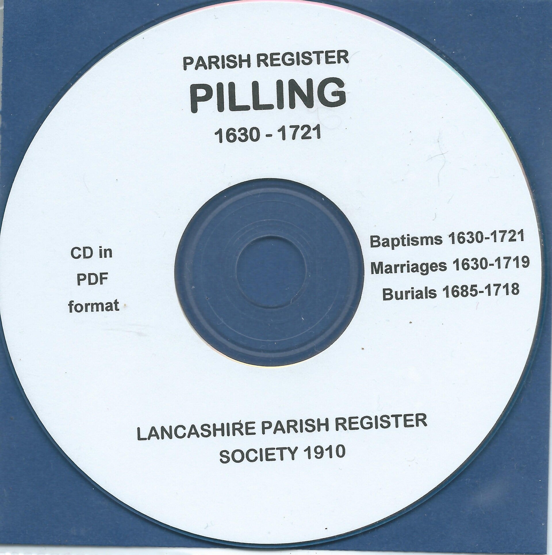 Pilling Parish records 1630 - 1721