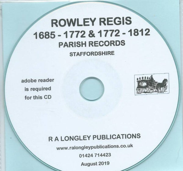 Rowley Regis Staffs Parish Records 1685 to 1812