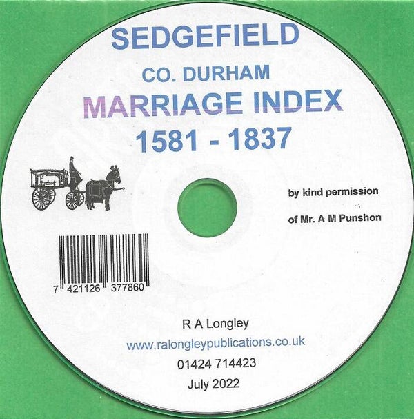 Sedgefield  Marriages 1581 to 1837