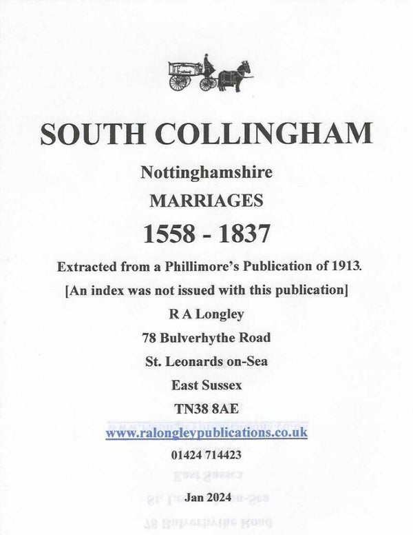 South Collingham Marriage Records 1558 – 1837