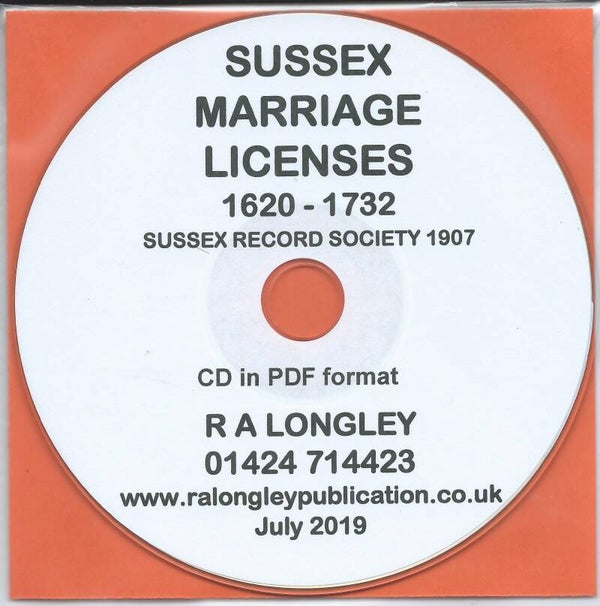 Sussex Marriage Licences 1620 - 1732