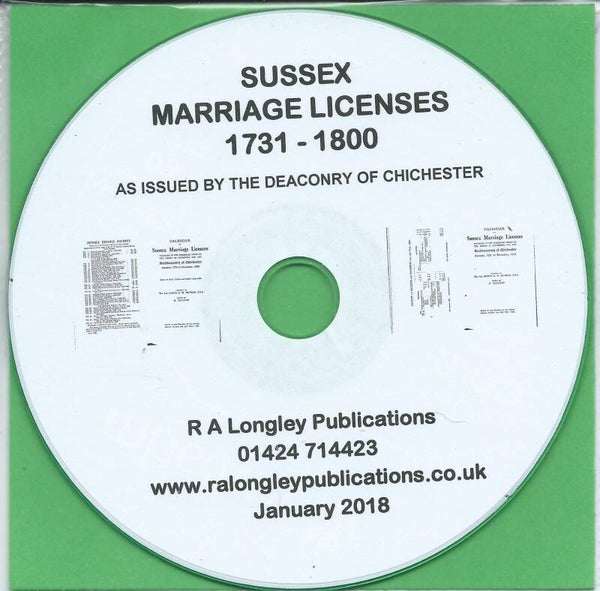 Sussex Marriage Licences 1731 - 1800 [Chichester]