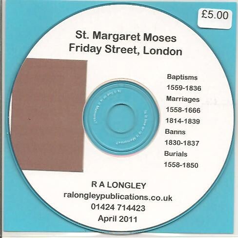 St. Margaret Moses Friday St. London Parish Records 1558 – 1839