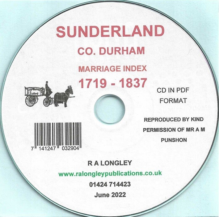 Sunderland  Marriages 1719 to 1837