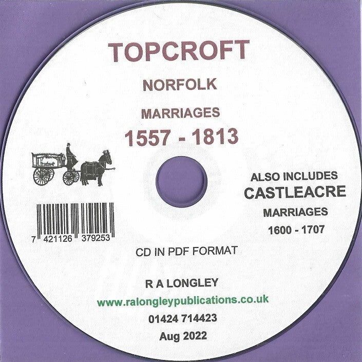 Topcroft & Castleacre Marriages Records 1557 - 1813