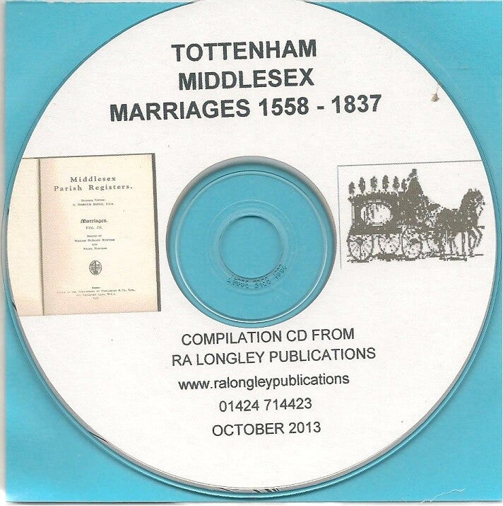 Tottenham Marriages 1558 – 1837