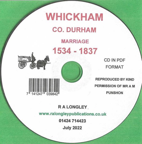 Whickham  Marriages 1534 to 1837