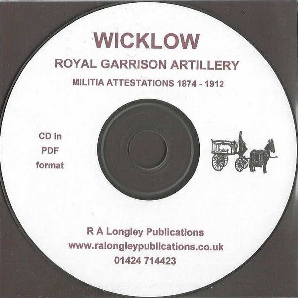 Wicklow Royal Garrison Artillery Index 1874 - 1912
