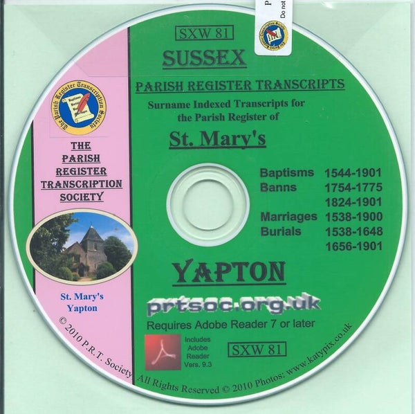 Yapton Parish Records 1538 - 1901