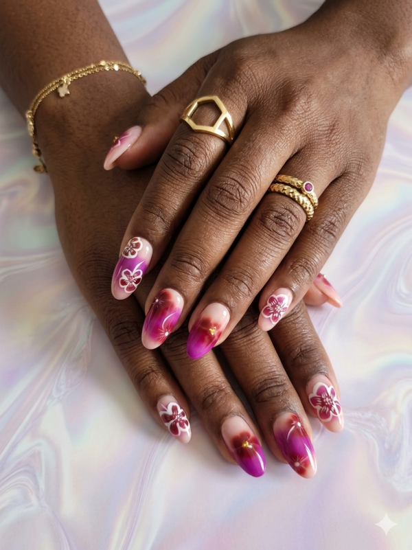 Modèle FLORA - set 10 press on nails