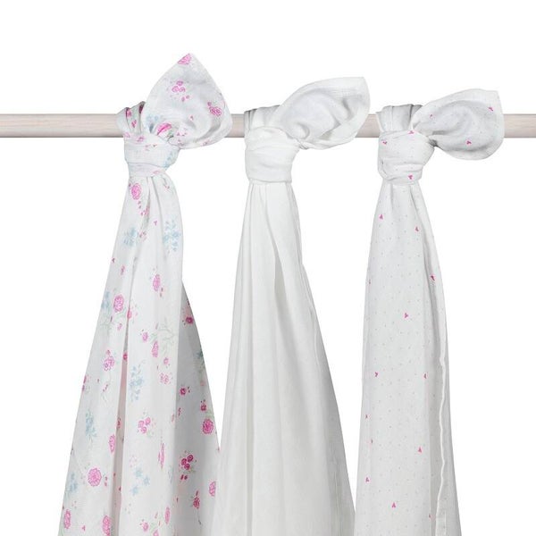 Hydrofiel multidoek Blooming Pink (3-pack) 115 x 115 cm