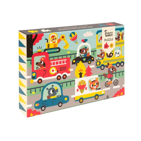 Petit Monkey - puzzel- on the road - 3 jr+ / 24 stks