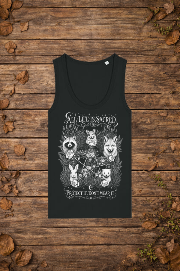 'All life is sacred' - fur edition (tanktop vrouw)
