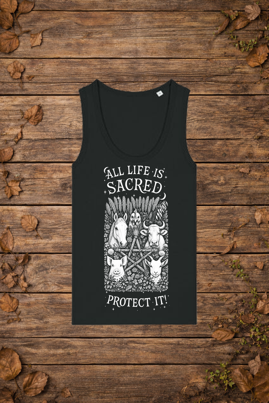 'All life is sacred' farm edition (tanktop vrouw)