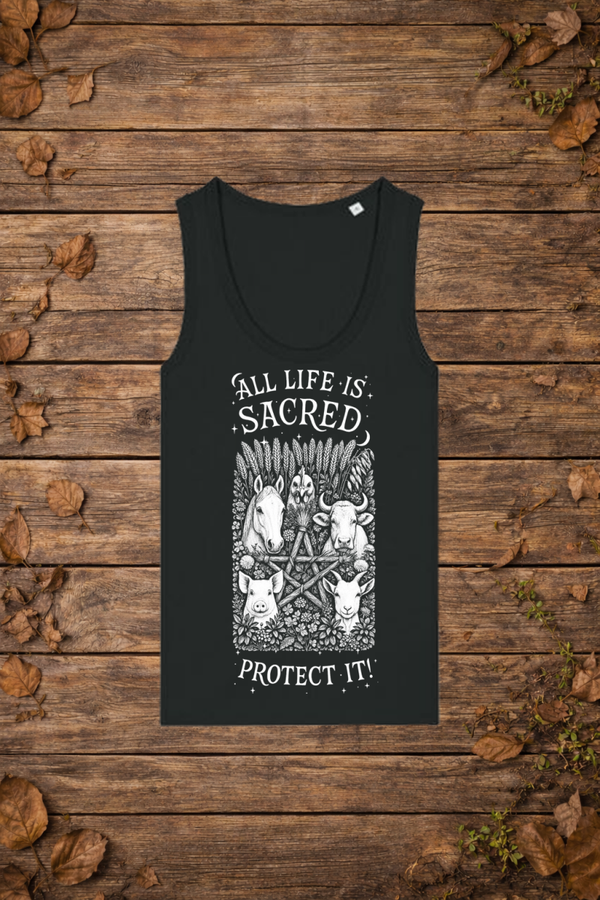 'All life is sacred' farm edition (tanktop vrouw)