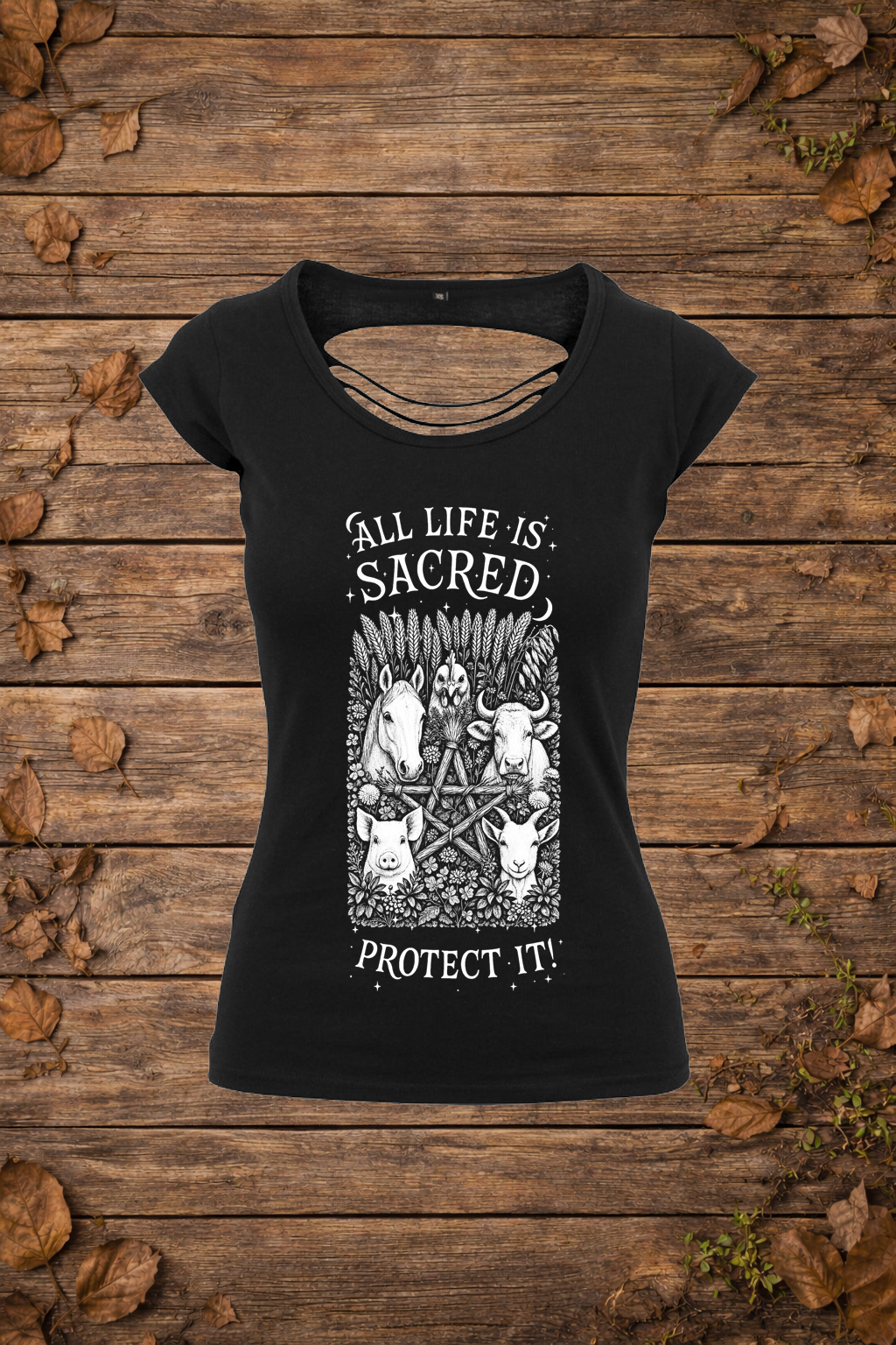 'All life is sacred' farm edition (backcut)