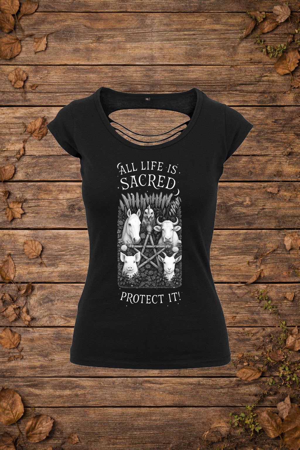 'All life is sacred' farm edition (backcut)