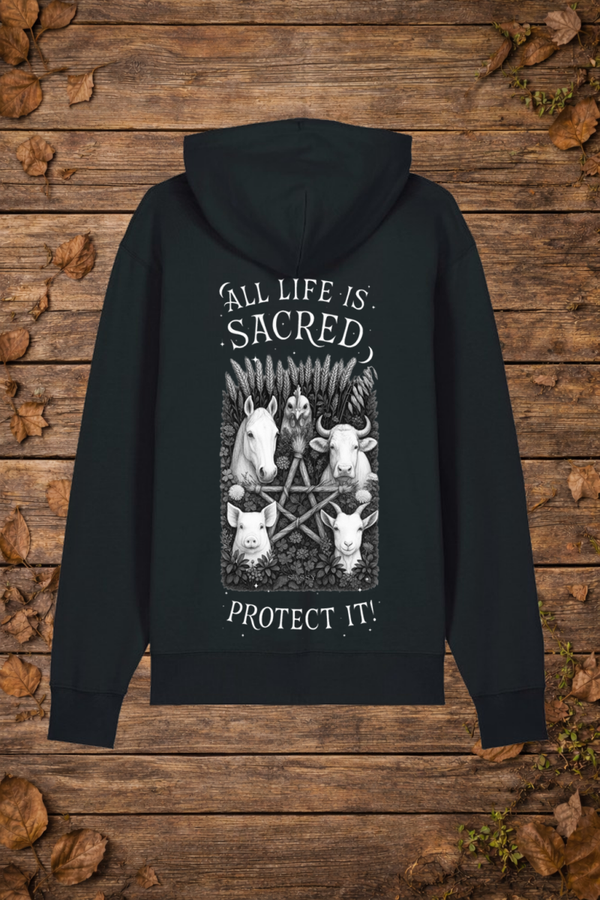 'All life is sacred' farm edition (trui)