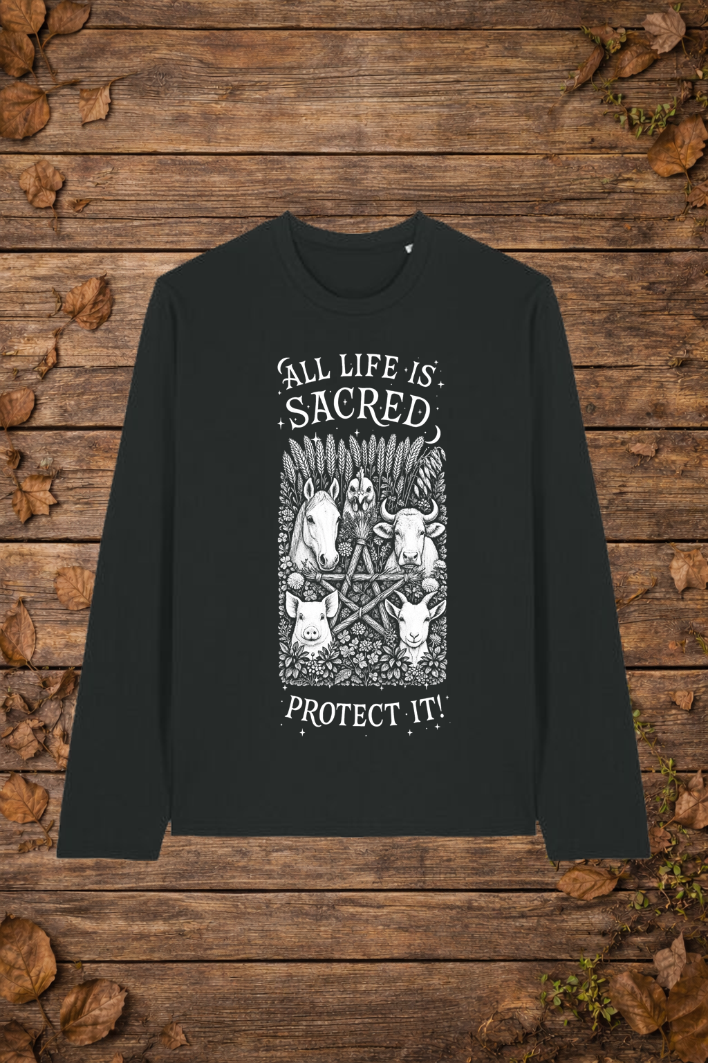 'All life is sacred' farm edition (longsleeve)