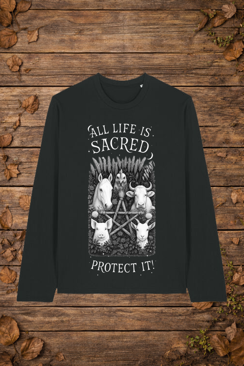 'All life is sacred' farm edition (longsleeve)