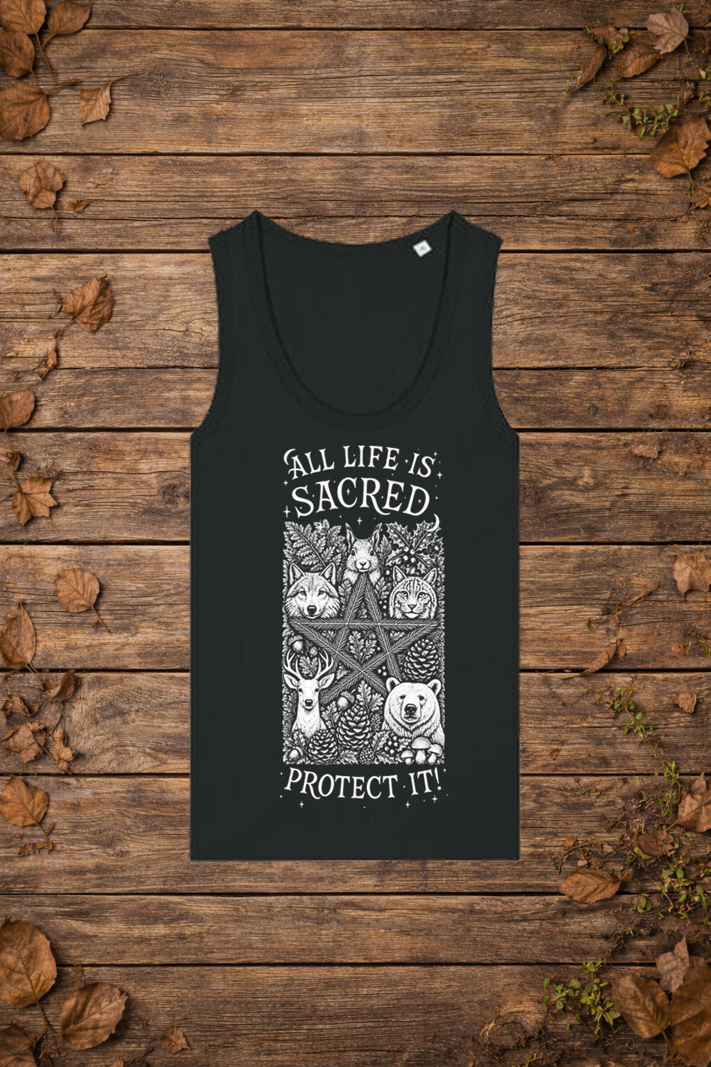 'All life is sacred' forest edition (tanktop vrouw)