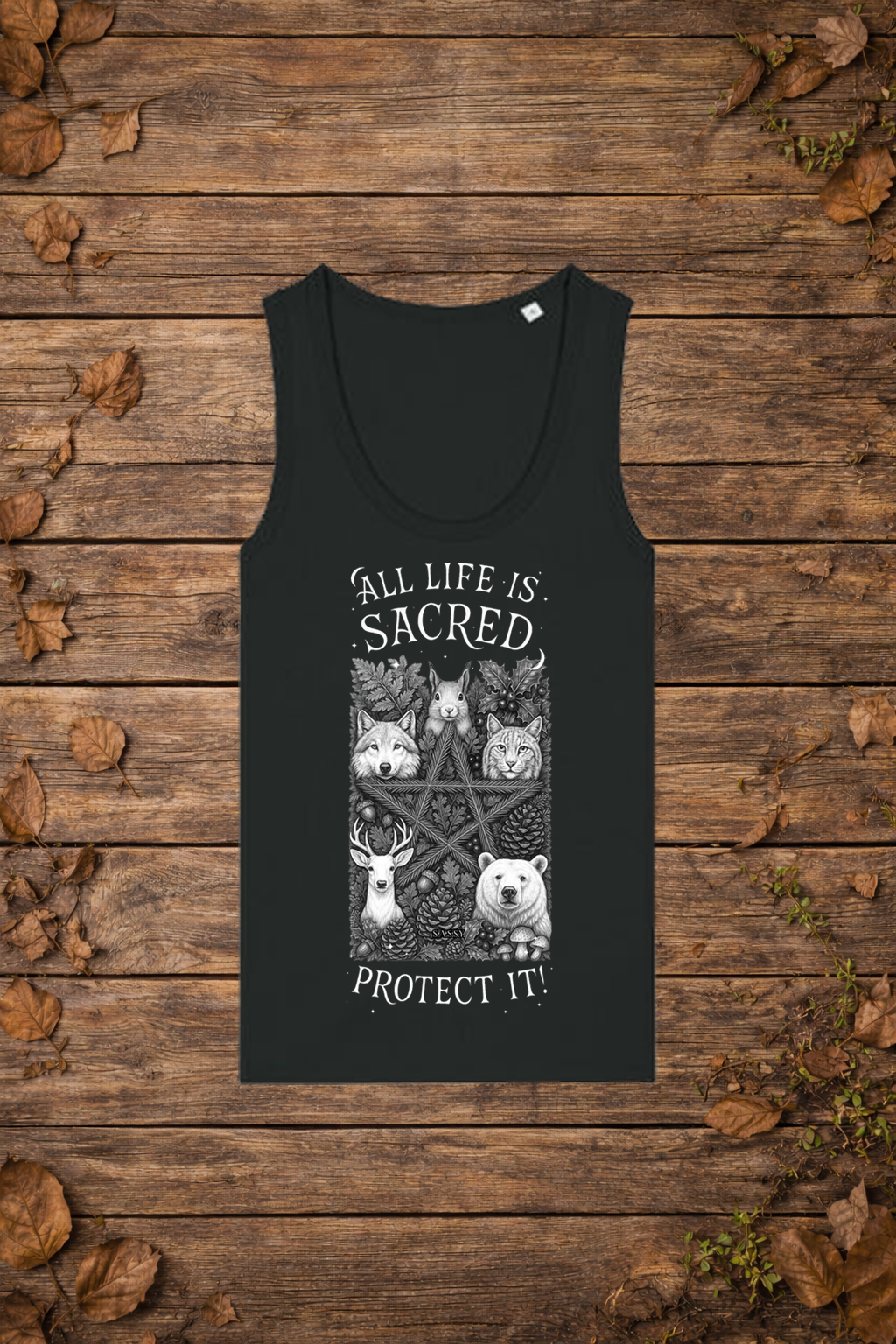 'All life is sacred' forest edition (tanktop vrouw)