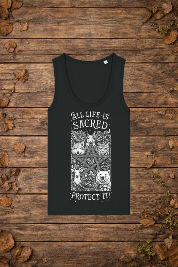 'All life is sacred' forest edition (tanktop vrouw)