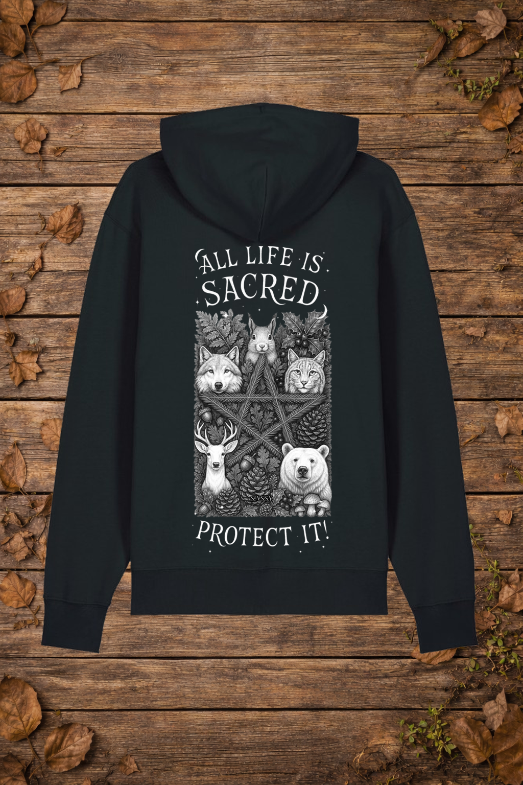 'All life is sacred' forest edition (trui)