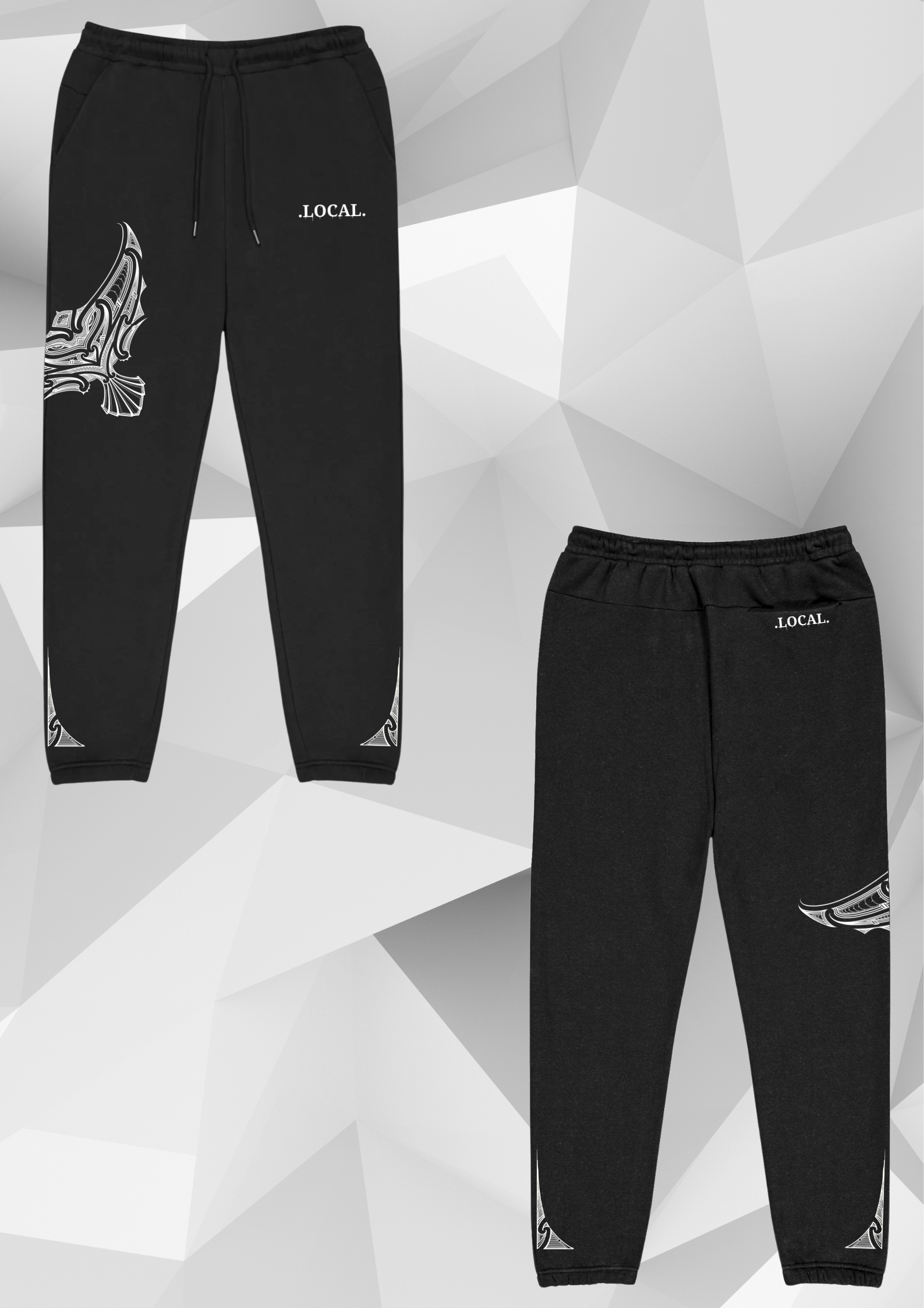 Pīwakawaka black and white track pants