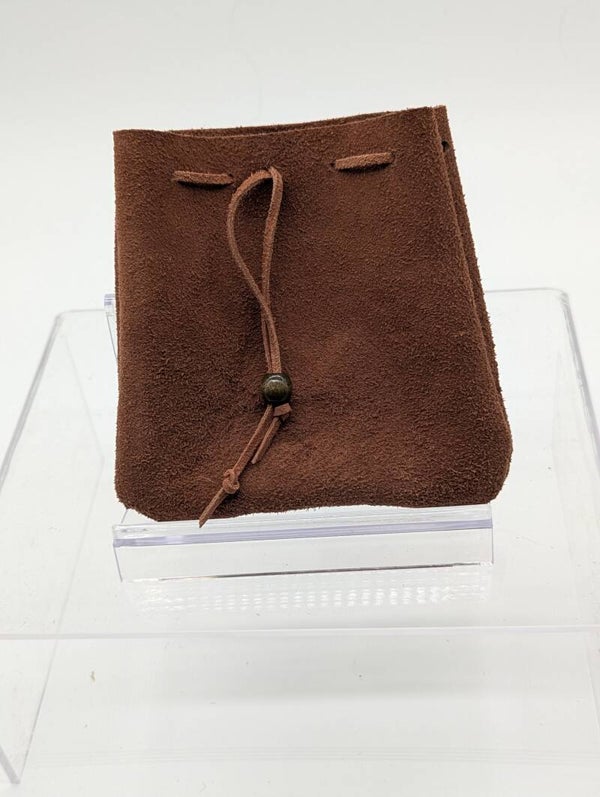 small suede drawstring bag