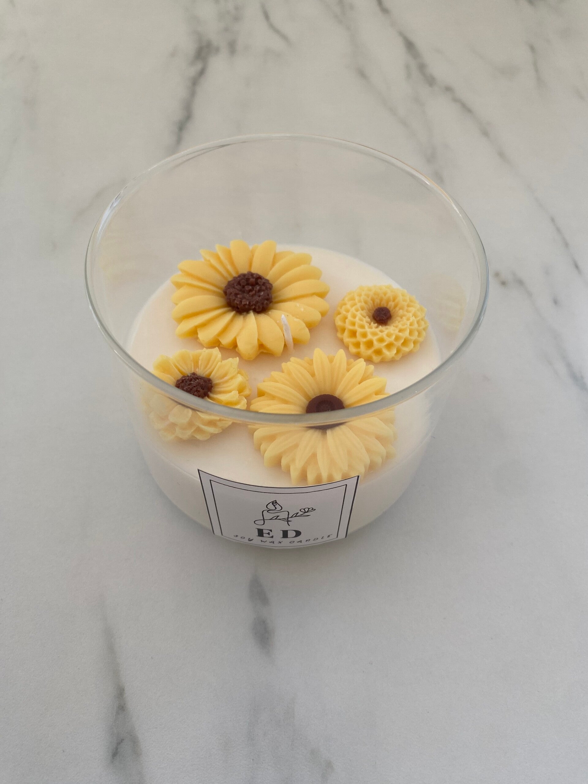 Zonnebloem in glas