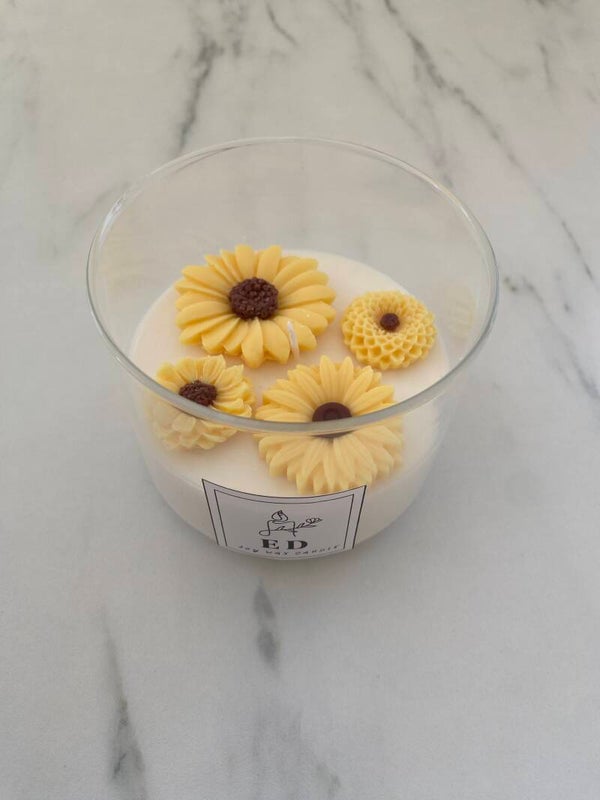 Zonnebloem in glas