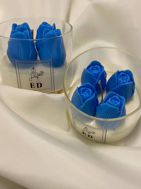 Royal Blue Blossom Soya Was Kaars