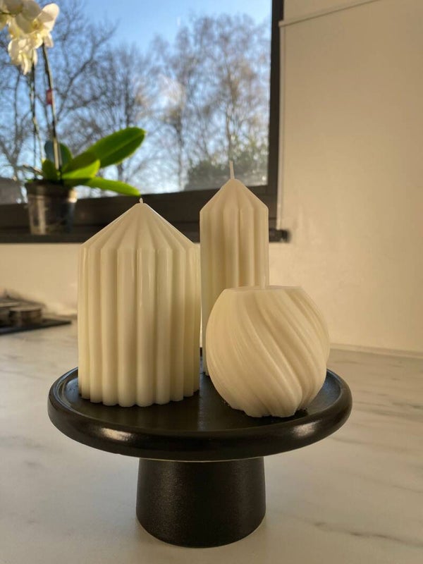 Set van 3 kaarsen met plateau