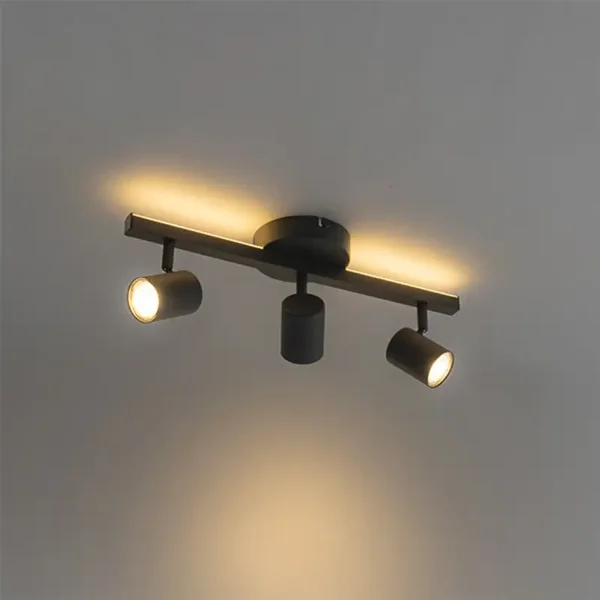 Plafondspot zwart GU10 50mm 2 en 3-lichts incl. backlight - Back Up