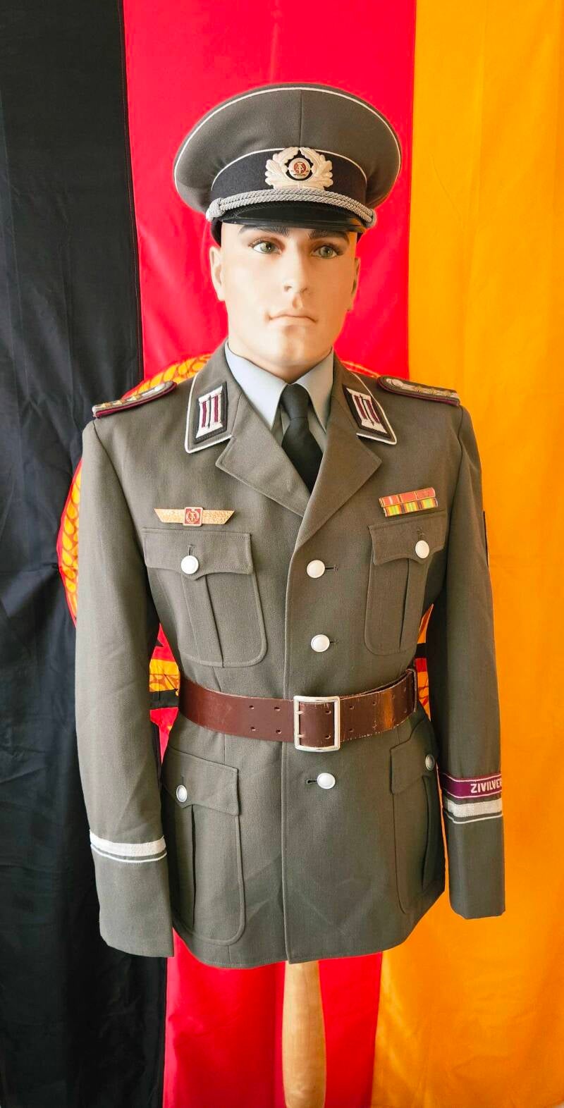 Stabsfähnrich Spieß Zivilverteidigung DDR Uniform ZV Unteroffizier Dienstgrad Dienstbekleidung Kader Abzeichen Sammlerstück Civil Defense warrant officer GDR East Germany uniform