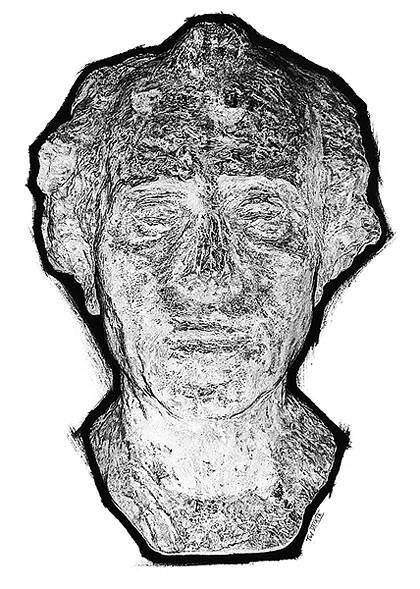 "Gustav Mahler" - als Negativ gezeichnet nach einer Kopfbüste von Auguste Rodin B.50 cm x H.70 cm