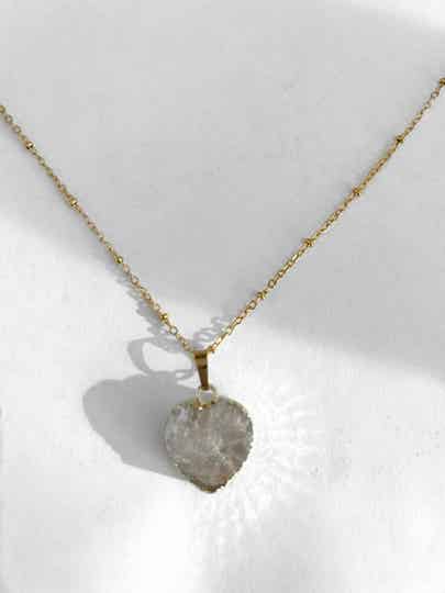Edelsteenketting Druzy agaat hart