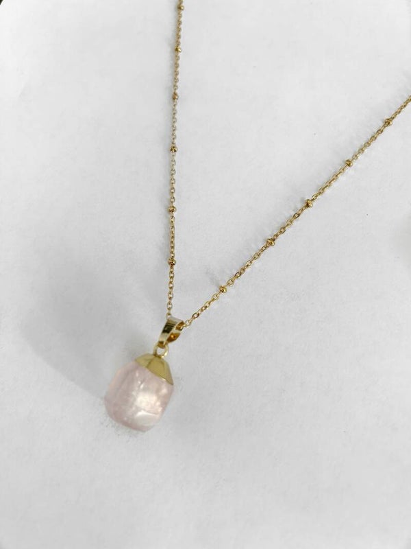 Edelsteenketting Rozenkwarts druppel