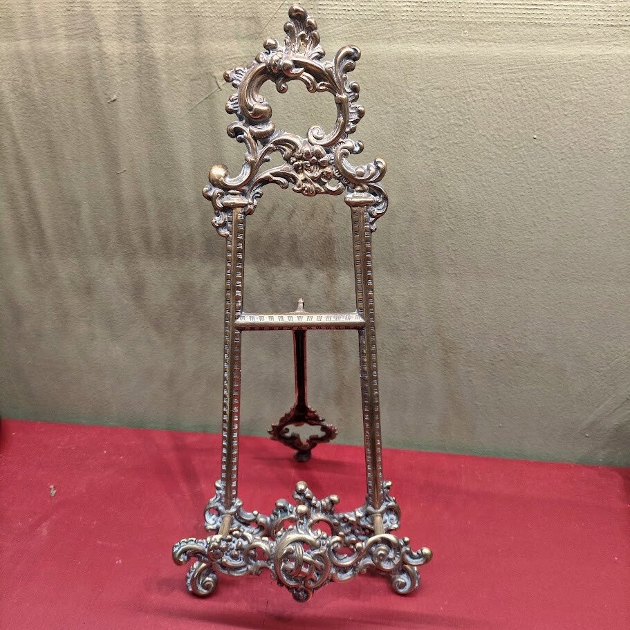Heavy Ornate Vintage Brass Bookrest / Display Easel