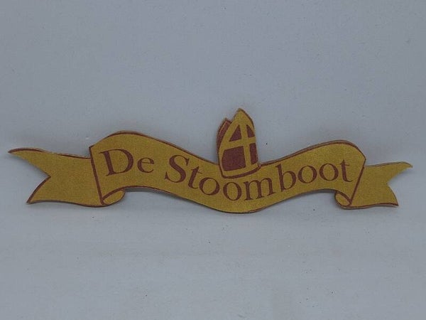 Houten bootlogo "de stoomboot"