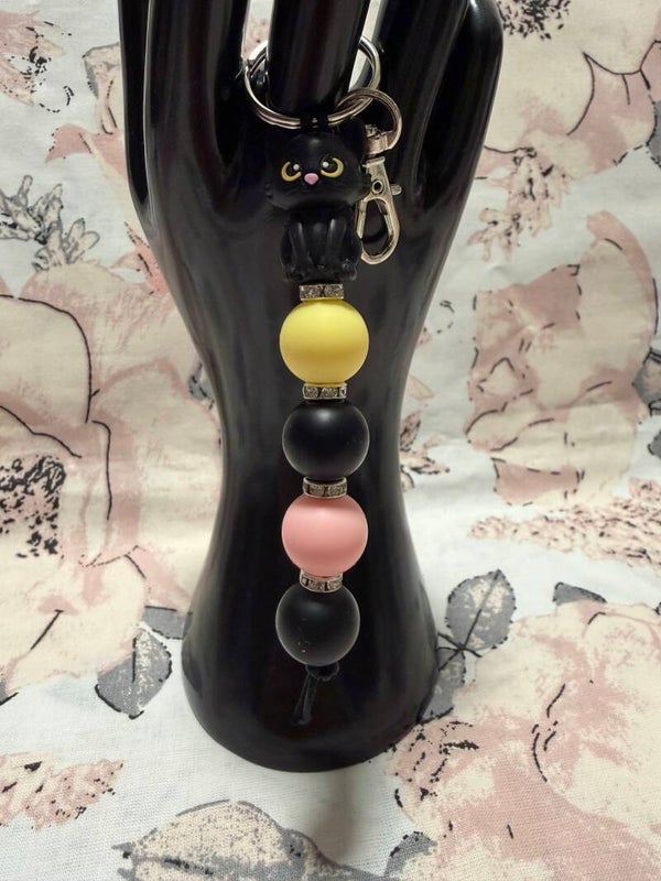 Schlüsselanhänger aus Silikonperlen (Katze)