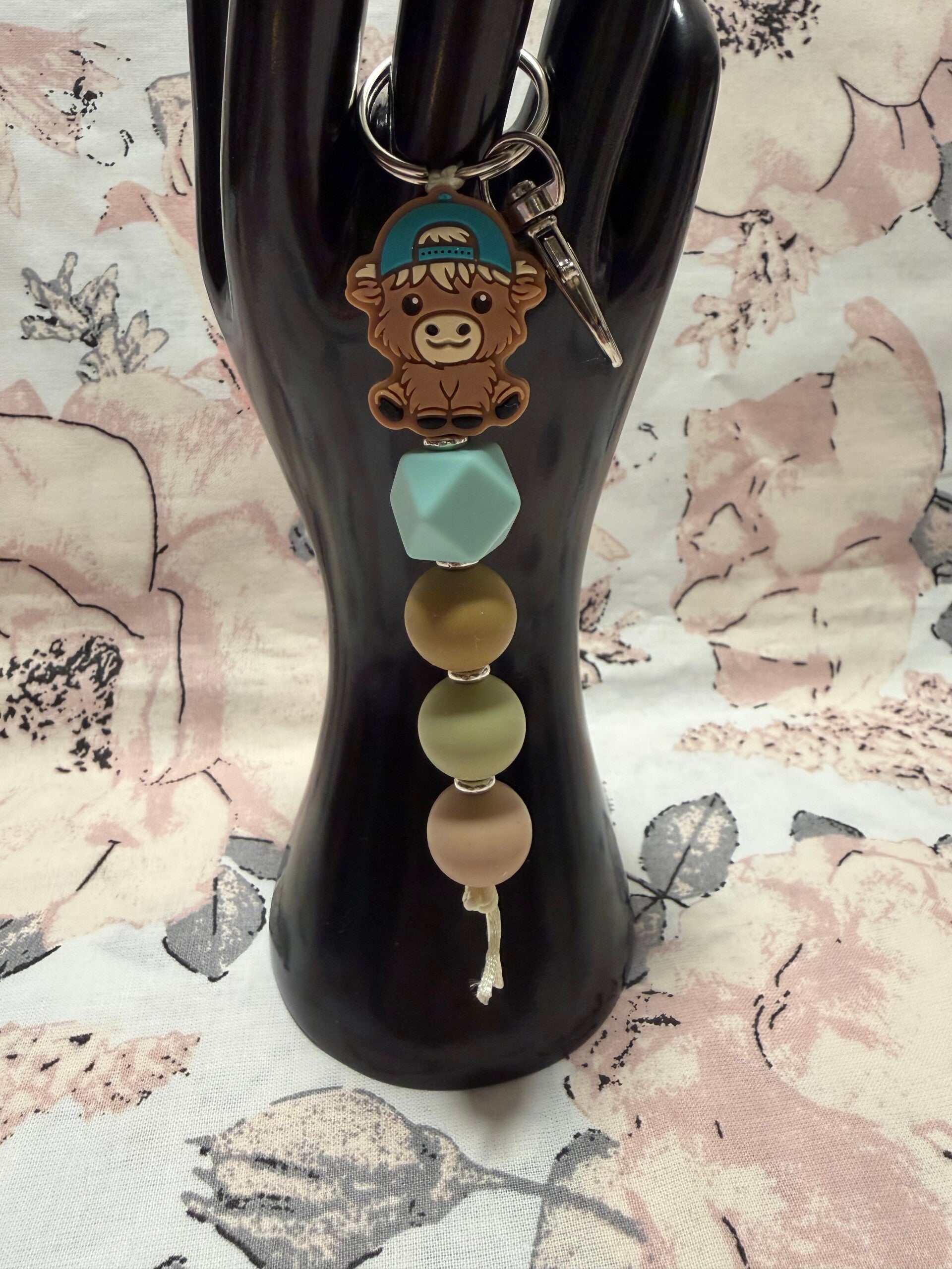 Schlüsselanhänger aus Silikonperlen (Hochlandrind)