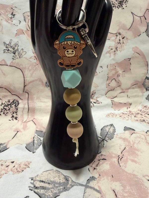 Schlüsselanhänger aus Silikonperlen (Hochlandrind)