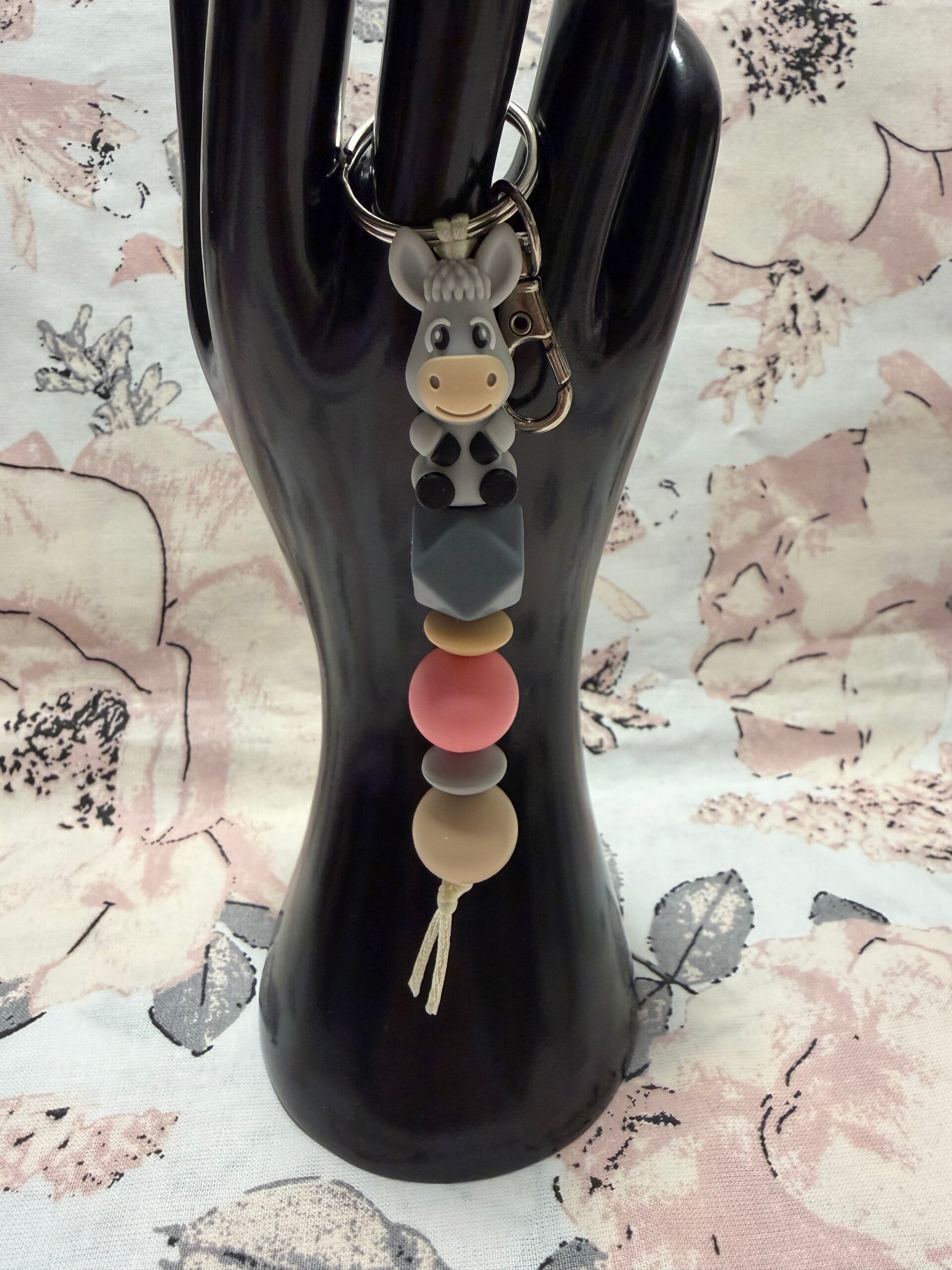 Schlüsselanhänger aus Silikonperlen (Esel)