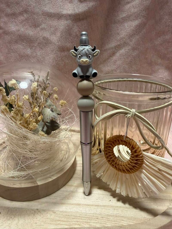 Silikonperlen-Kugelschreiber (Hochlandrind)