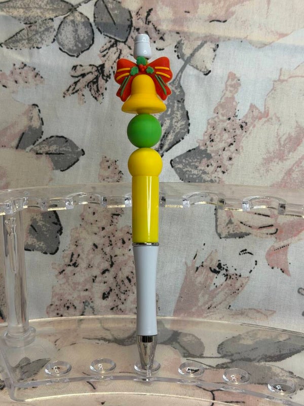 Silikonperlen-Kugelschreiber (rosa Weihnachtsglocke)